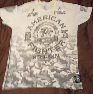 American Fighter 2XL Gray and White Athletic Tee